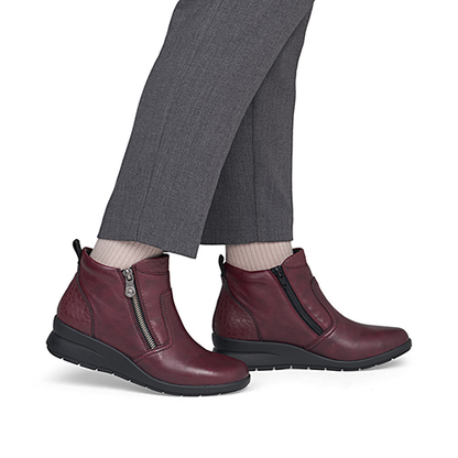 Rieker Ladies Ankle Boots - L4861 - Burgundy