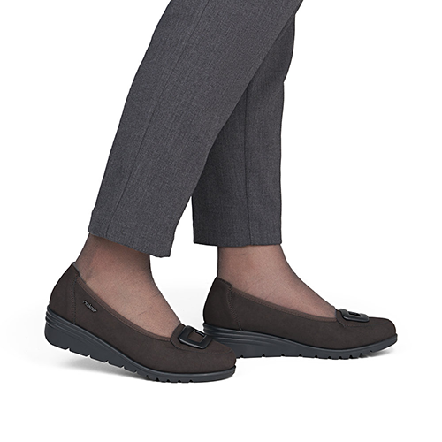 Rieker Ladies Wedge Pumps - L5362 - Brown Suede