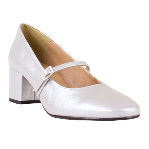 Ladies Leather Dancing Shoes - Silver