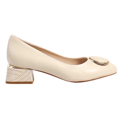 Loretta Vitale Block Heeled Pumps - C3809 - Beige