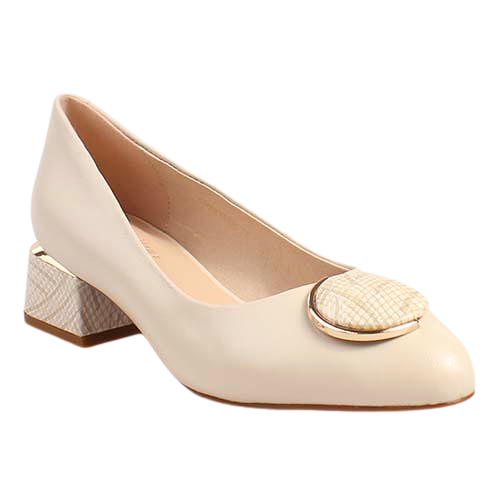 Loretta Vitale Block Heeled Pumps - C3809 - Beige