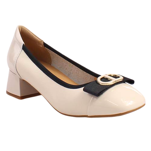 Loretta Vitale Block Heeled Pumps - W5308 - Beige