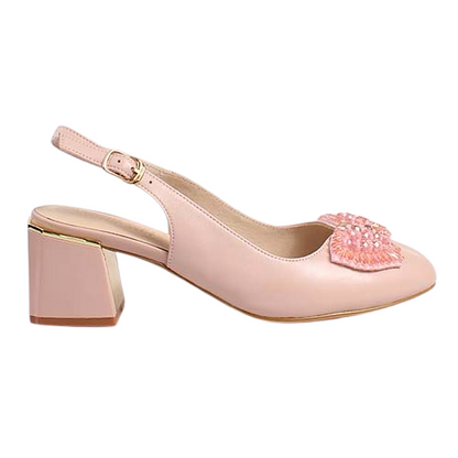 Loretta Vitale Block Heeled Sling Backs - C3821 - Pink
