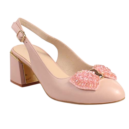 Loretta Vitale Block Heeled Sling Backs - C3821 - Pink