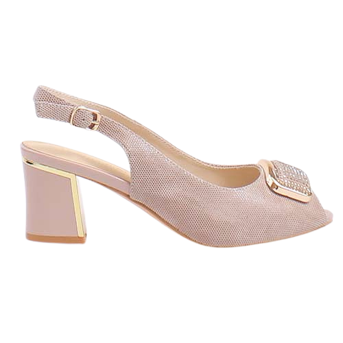 Loretta Vitale Peep Toe Sling Backs - C9610 - Apricot