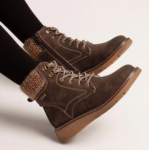 Lunar  Waterproof Wide Fit  Ankle Boots - Elba - Brown