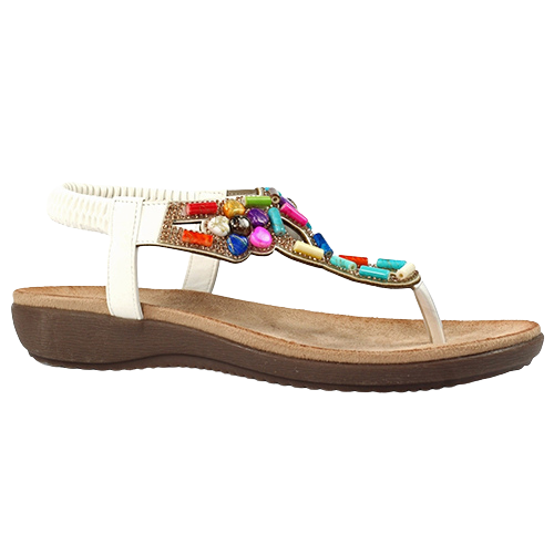 Lunar Ladies Toe Post Sandals - Rachel - White