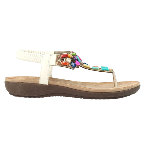 Lunar Ladies Toe Post Sandals - Rachel - White