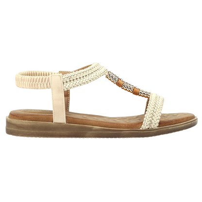 Lunar Ladies Flat Sandals - Portofino - White