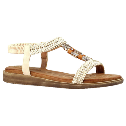 Lunar Ladies Flat Sandals - Portofino - White