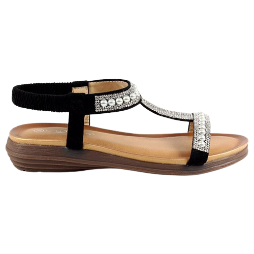 Lunar Flat Sandals - Tancy - Black Pearl