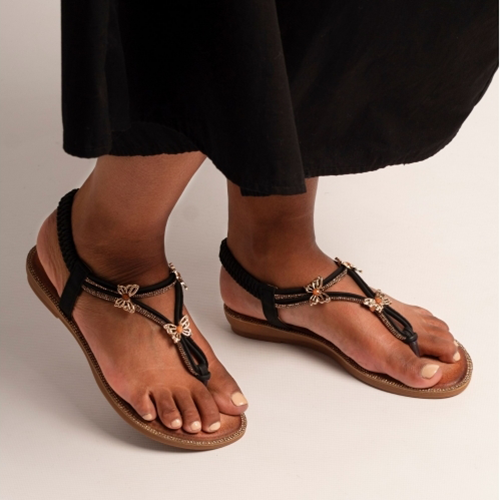 Lunar Flat Sandals - Zentara - Black