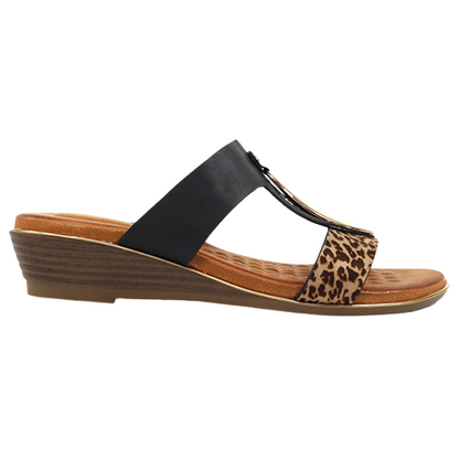 Lunar Ladies Wedge Mules - Paradise - Black