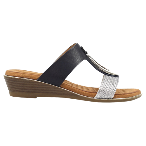 Lunar Ladies Wedge Mules - Portland - Navy