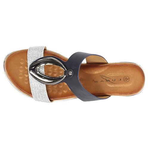 Lunar Ladies Wedge Mules - Portland - Navy