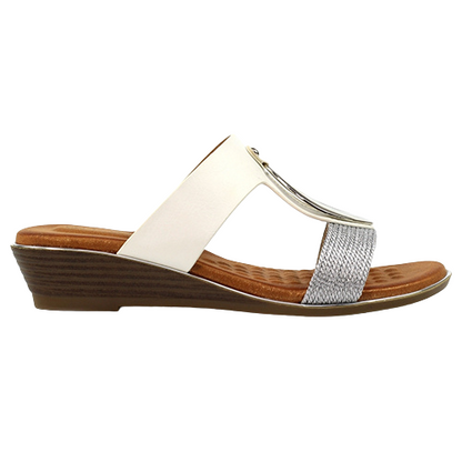 Lunar Ladies Wedge Mules - Portland - White