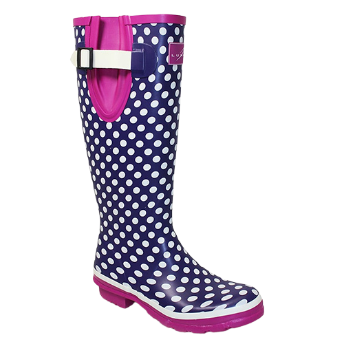 Lunar Ladies Wellington Boots - Polka Dot - Purple/Pink