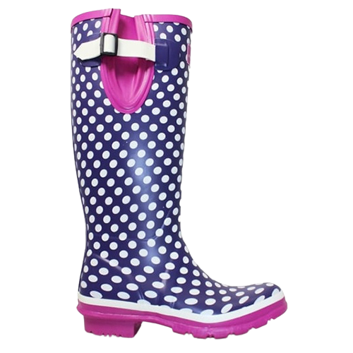 Lunar Ladies Wellington Boots - Polka Dot - Purple/Pink