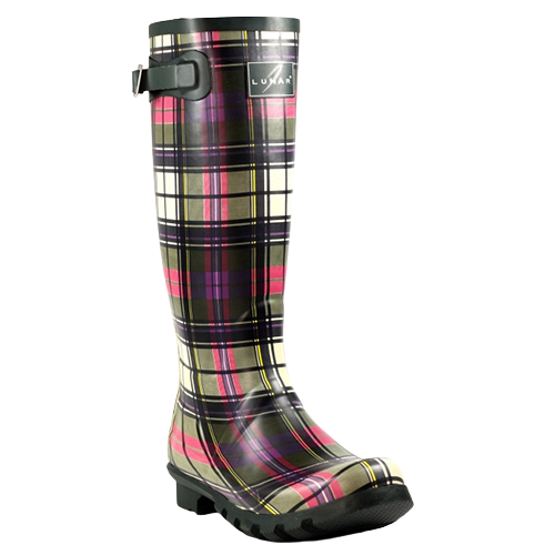 Lunar Ladies Wellington Boots - Tartan - Green