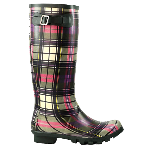 Lunar Ladies Wellington Boots - Tartan - Green