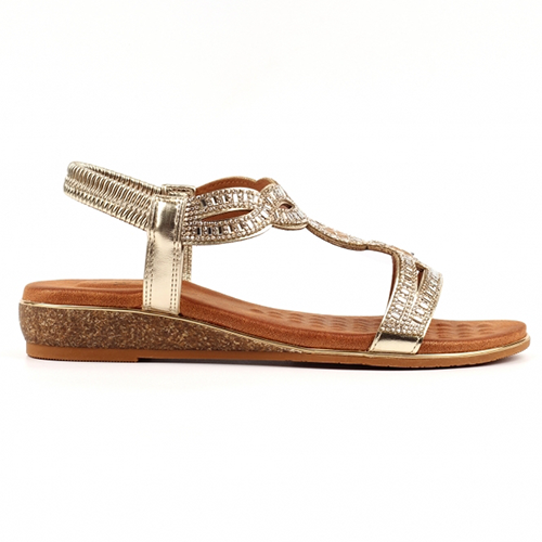 Lunar Ladies Wide Fit Sandals - Jordan - Gold