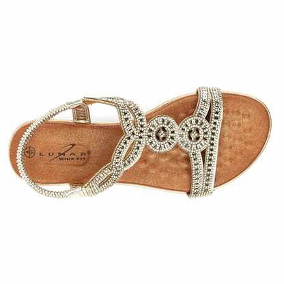 Lunar Ladies Wide Fit Sandals - Jordan - Gold