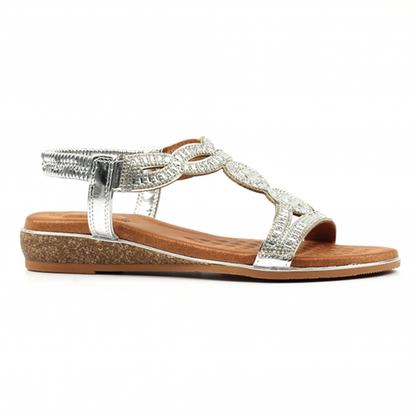 Lunar Ladies Wide Fit Sandals - Jordan - Silver