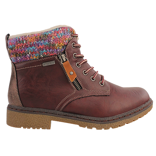 Lunar Ladies Waterproof Ankle Boots - Jalapeno - Burgundy