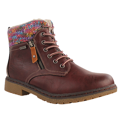 Lunar Ladies Waterproof Ankle Boots - Jalapeno - Burgundy