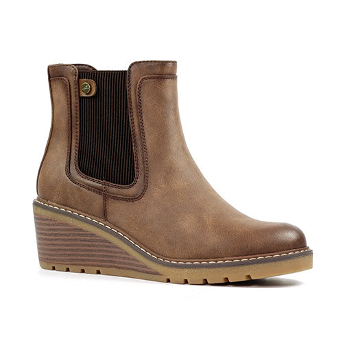 Lunar Wedge Ankle Boots - Connie - Brown
