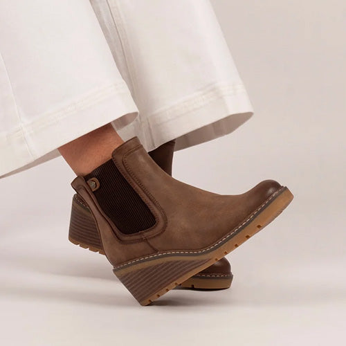 Lunar Wedge Ankle Boots - Connie - Brown