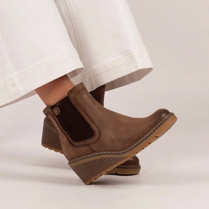 Lunar Wedge Ankle Boots - Connie - Brown