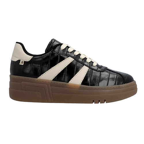 Rieker Ladies Platform Trainers - M7601 - Black Croc