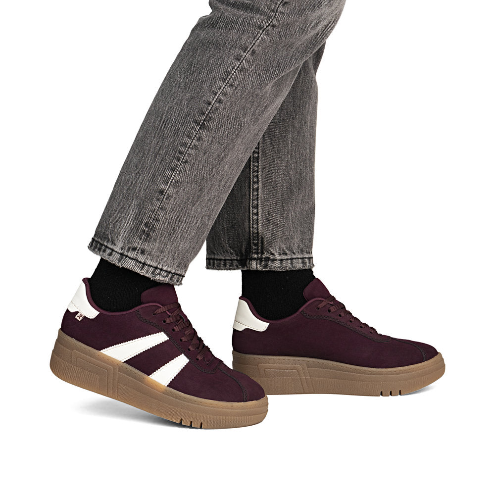 Rieker Ladies Platform Trainers - M7601 - Burgundy