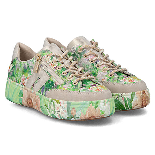 Rieker Ladies Platform Trainers - M7711 - Green Floral