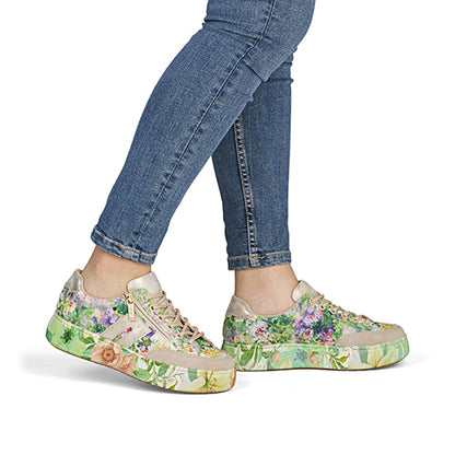 Rieker Ladies Platform Trainers - M7711 - Green Floral