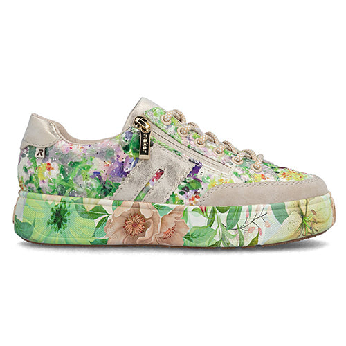 Rieker Ladies Platform Trainers - M7711 - Green Floral