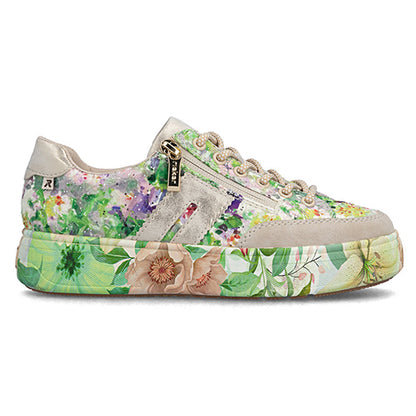 Rieker Ladies Platform Trainers - M7711 - Green Floral