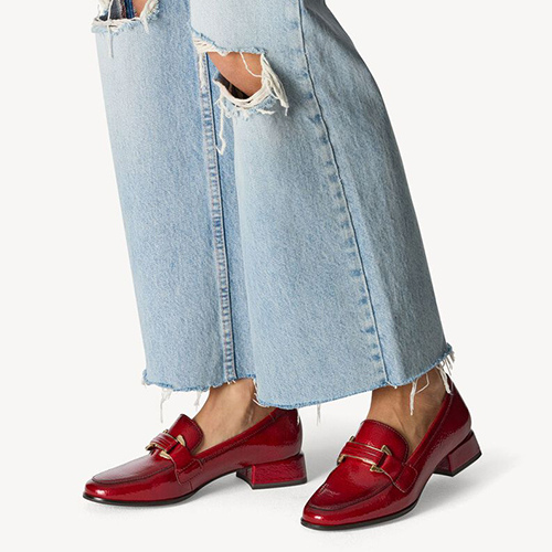 Marco Tozzi  Block Heeled Loafers - 24250-45-  Red