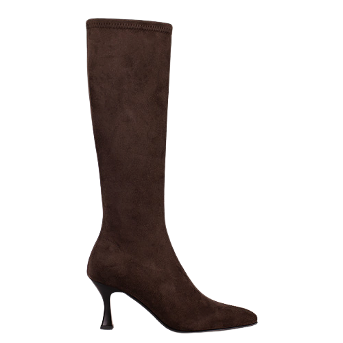 Miss Elastic - Ladies Knee Boots -78041- Brown Suede