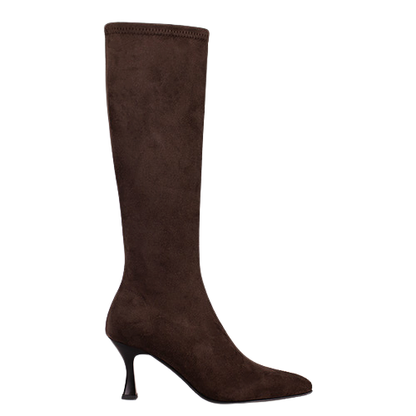 Miss Elastic - Ladies Knee Boots -78041- Brown Suede