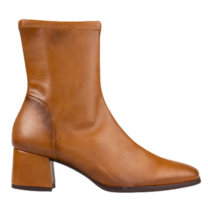Miss Elastic Block Heeled Ankle Boot - 75311 - Camel