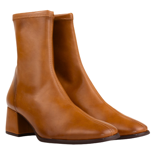 Miss Elastic Block Heeled Ankle Boot - 75311 - Camel