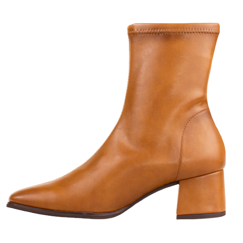 Miss Elastic Block Heeled Ankle Boot - 75311 - Camel