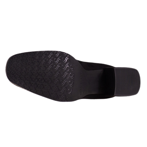 Miss Elastic Block Heeled Ankle Boots - 78330 - Black Suede