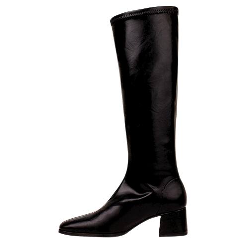 Miss Elastic Block Heeled Knee Boots - 78331 - Black