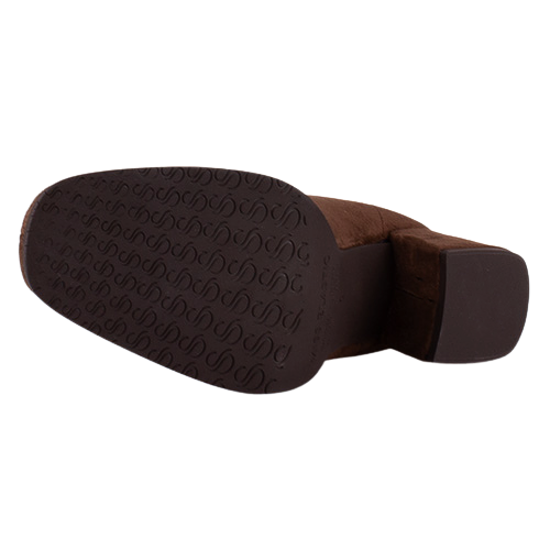 Miss Elastic  Ladies Block Heeled Ankle Boots - 75311 - Brown Suede