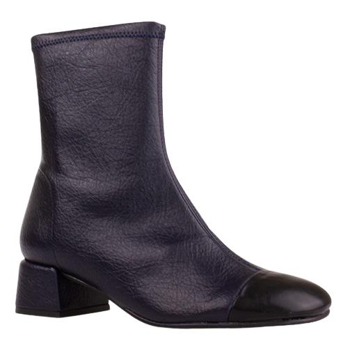 Miss Elastic  Ladies Block Heeled Ankle Boots - 75347 - Navy