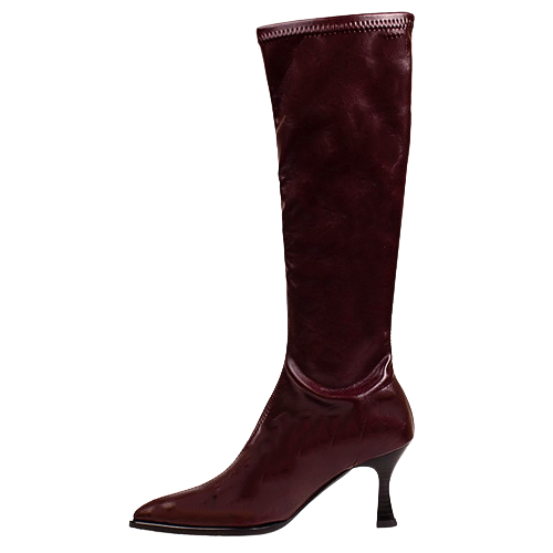 Miss Elastic Ladies Knee Boots - 78038 - Burgundy