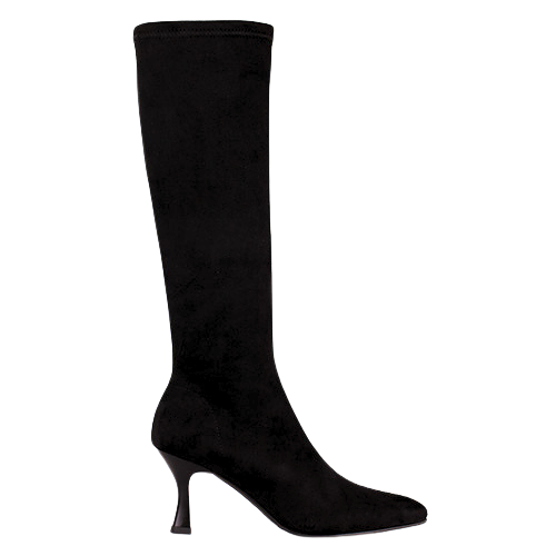 Miss Elastic Ladies Knee Boots - 78041 - Black Suede